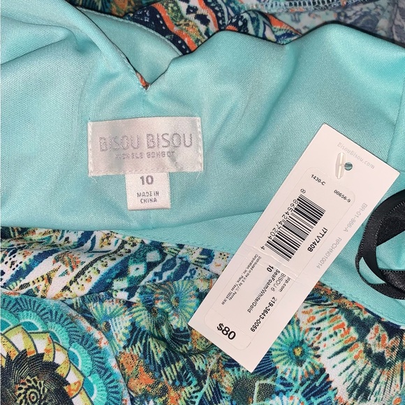 NWT Bisou Halter Bright Multicolored Bohemian Adjustable Chain Closure Dress - Picture 3 of 5